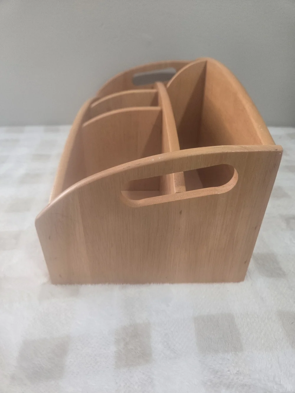 Wooden Desk Organizer with Multiple Compartments - Natural Finish